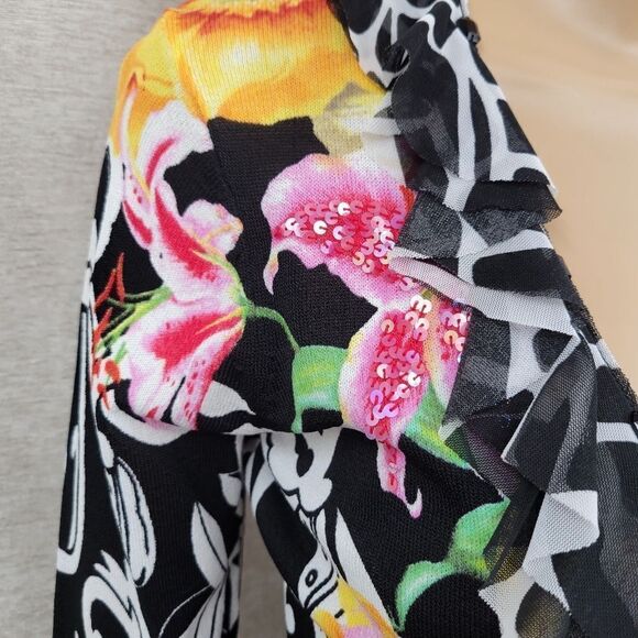 Alberto Makali Y2K 2pc Tank & Tie Front Cardigan Beaded Floral Women's Small - Picture 4 of 13